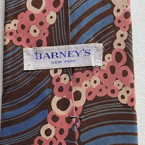 Vintage 70s Barneys New York Tie Abstract Geometric Retro WIDE Silk Tie Disco - Picture 6 of 10